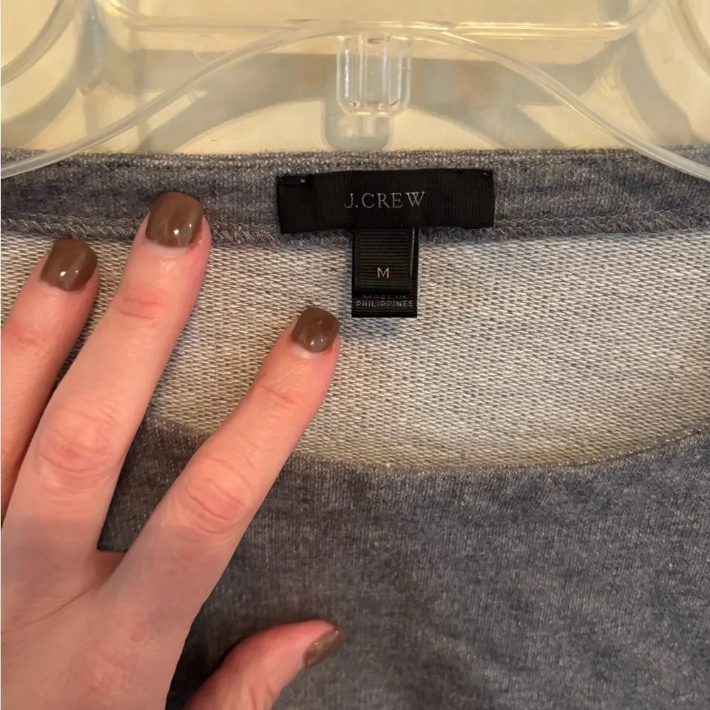 J. Crew Gray Knit Top with Ruffle Sleeves